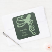 Octopus Deep Zee Modern Wedding, groen Vierkante Sticker (Envelop)