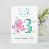 Octopus Derde Verjaardagsuitnodiging Kaart (Staand voorkant)