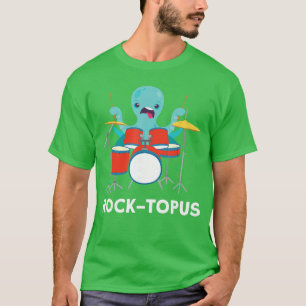 Octopus die Drums Speelt Cool Rock Band Drummer ca T-shirt