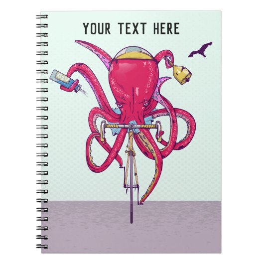 Octopus die fietsen notitieboek (Voorkant)
