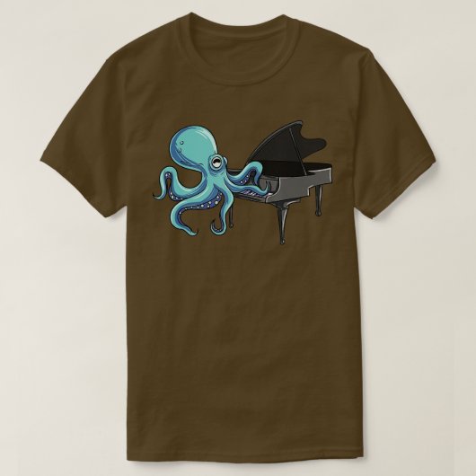 Octopus die Piano Squid afspeelt T-shirt (Design voorkant)