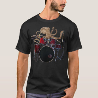 Octopus die rode drums Mannen schilft Drummer Octo T-shirt