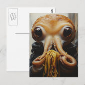 Octopus die spaghetti eet briefkaart (Voorkant / Achterkant)