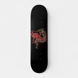 octopus die vecht met een haai skateboard deck