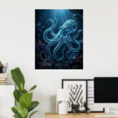 Octopus Diepten Van De Oceaan Poster (Thuiskantoor)