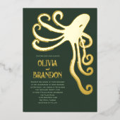 Octopus Diepzee Gestileerde Moderne Bruiloft Folie Uitnodiging (Voorkant)