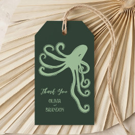 Octopus Diepzee Moderne Trouw, Groen Cadeaulabel