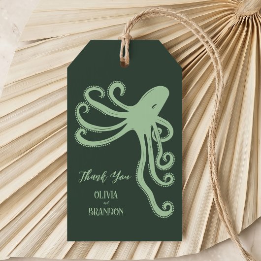 Octopus Diepzee Moderne Trouw, Groen Cadeaulabel