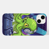 Octopus DJ met draaitafels – Neon Feest Cartoon Case-Mate iPhone Case (Achterkant (horizontaal))