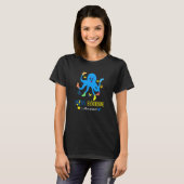 Octopus Draag Sokken T21 World Down Syndrome Aware T-shirt (Voorkant volledig)