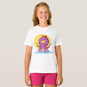 Octopus Dragen Een Rode Bal Pet Meisjes T-shirt (Voorkant volledig)