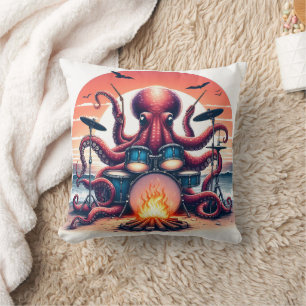 Octopus Drummen bij het strand bij zonsondergang Kussen