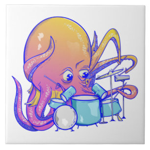 Octopus Drummer Tegeltje