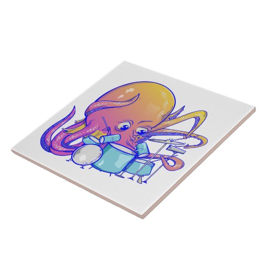 Octopus Drummer Tegeltje (Zijkant)