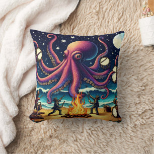 Octopus Drumst bij Strandkampvuur Kussen