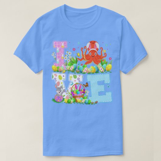 Octopus Easter Egg Hunt Funny Love Octopus Easter T-shirt (Design voorkant)
