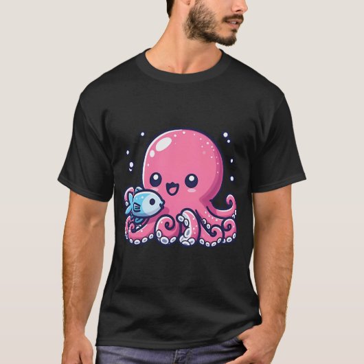 octopus eet vis t-shirt (Voorkant)