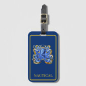 Octopus Elegant Blue Boating Persoonlijk Bagagelabel (Voorkant (verticaal))