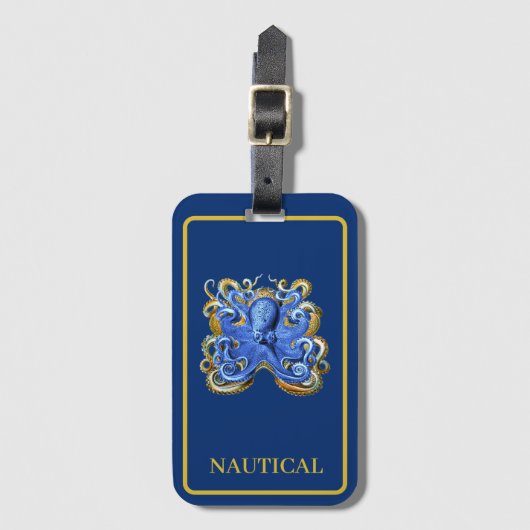 Octopus Elegant Blue Boating Persoonlijk Bagagelabel (Voorkant (verticaal))