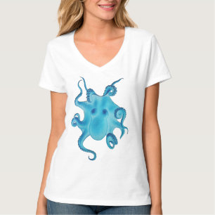 Octopus Elektrische Oceaan Blauwe Kraken Majestueu T-shirt