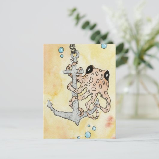Octopus en anker briefkaart (Staand voorkant)