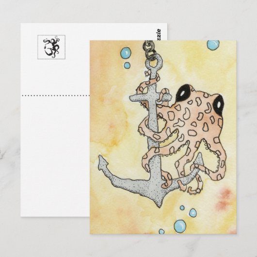 Octopus en anker briefkaart (Voorkant / Achterkant)
