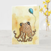Octopus en ballon kaart (Gele Bloem)