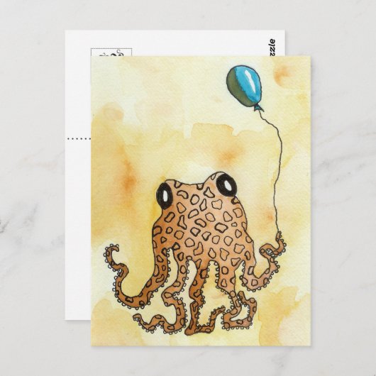Octopus- en ballonBriefkaart Briefkaart (Voorkant / Achterkant)