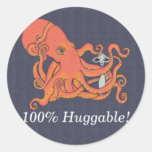 Octopus en buitenaardse vriend 100% knuffelbaar ronde sticker (Voorkant)