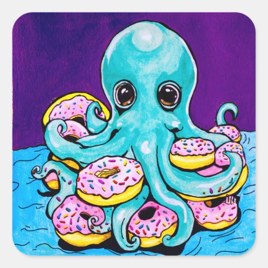 Octopus en donuts Stickers (Voorkant)