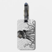 Octopus en duikhelm bagagelabel (Achterkant verticaal)