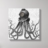 Octopus en duikhelm canvas afdruk (Voorkant)