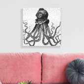 Octopus en duikhelm canvas afdruk (Insitu (Woonkamer))