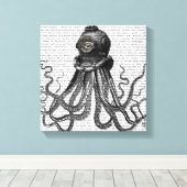 Octopus en duikhelm canvas afdruk (Insitu (Houten vloer))
