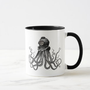 Octopus en duikhelm mok