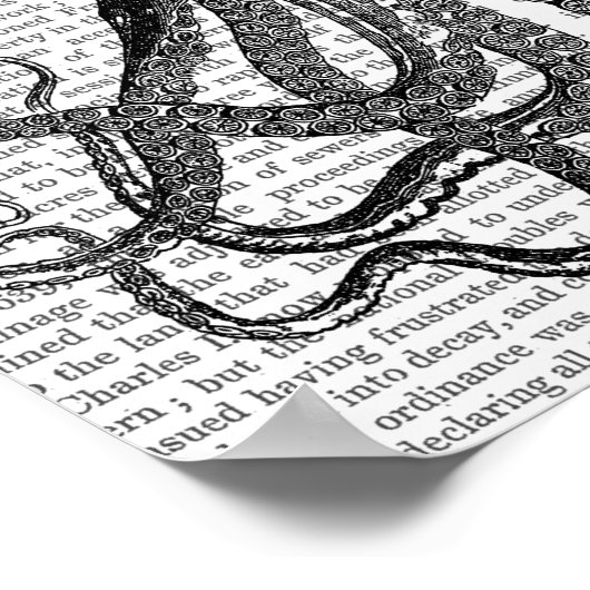 Octopus en duikhelm poster (Hoek)