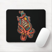 Octopus en klipper in fles, oude school zeil muismat (Met muis)
