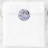 octopus en kompas Paars Ronde Sticker (Tas)