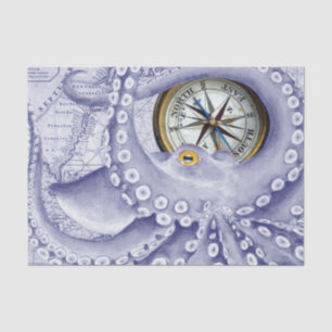 octopus en kompas Paars Tissuepapier