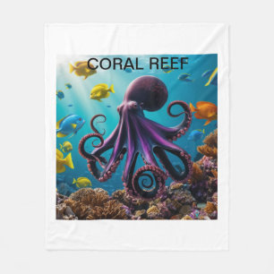 Octopus en koraalrif harmonie fleece deken