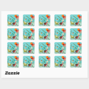 Octopus- en krabstickers voor oceaanpiraten vierkante sticker