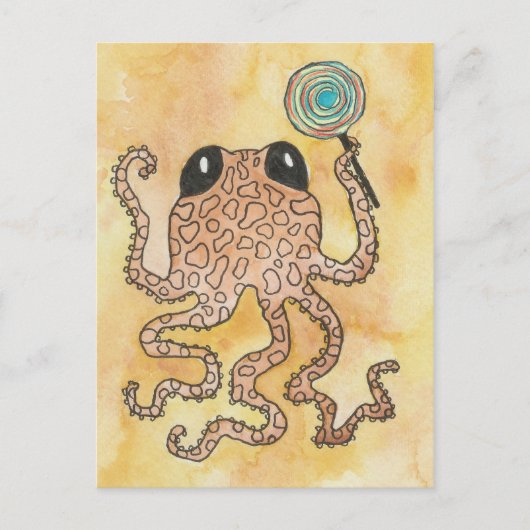 Octopus en Lollypop Briefkaart (Voorkant)