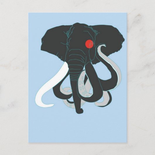 Octopus en olifant briefkaart (Voorkant)