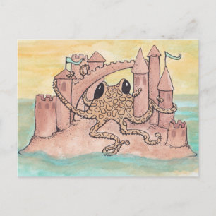 Octopus en Sandcastle Briefkaart
