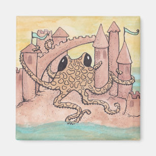 Octopus en Sandcastle Magneet