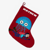 OCTOPUS EN SCUBA DIVER, PERSOONLIJKE DIVERS GROTE KERSTSOK (Voorkant (Hangend))