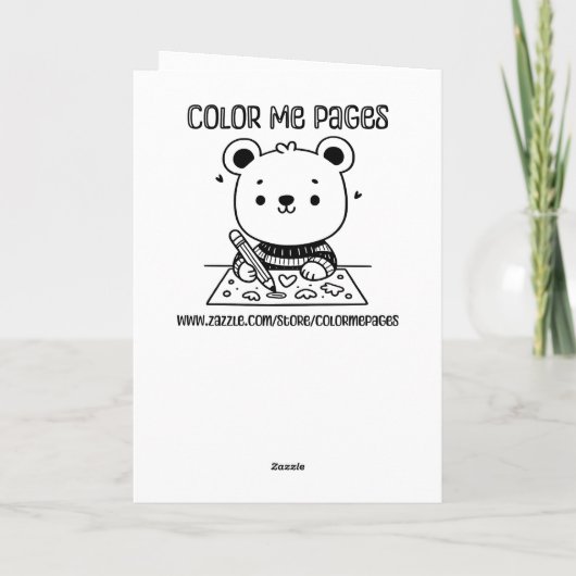 Octopus en vis | Kind Verjaardag kleurplaat Kaart (Achterkant)