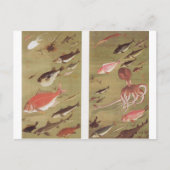 Octopus en vis van Ito Jakuchu Briefkaart (Voorkant)