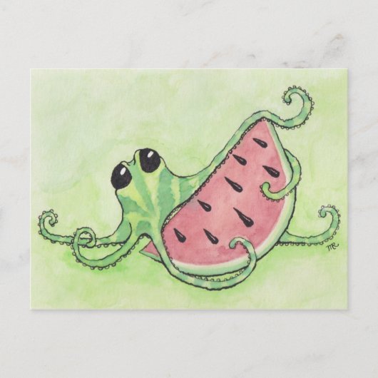 Octopus en Watermeloen Briefkaart (Voorkant)