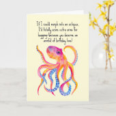 Octopus extra armen voor knuffelen Whimsy verjaard Kaart (Gele Bloem)